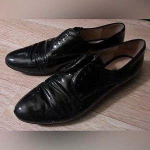 Prada Women’s Black Leather Oxford Dress Shoes Size 37.5 / 7.5